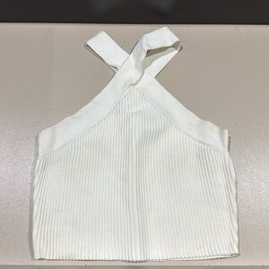 White crossed cross cropped tank top